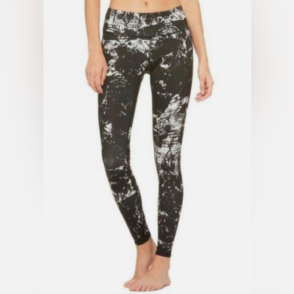 Alo Yoga Airbrush Legging Black Magma White Tie Dye Blotted Pant SZ S